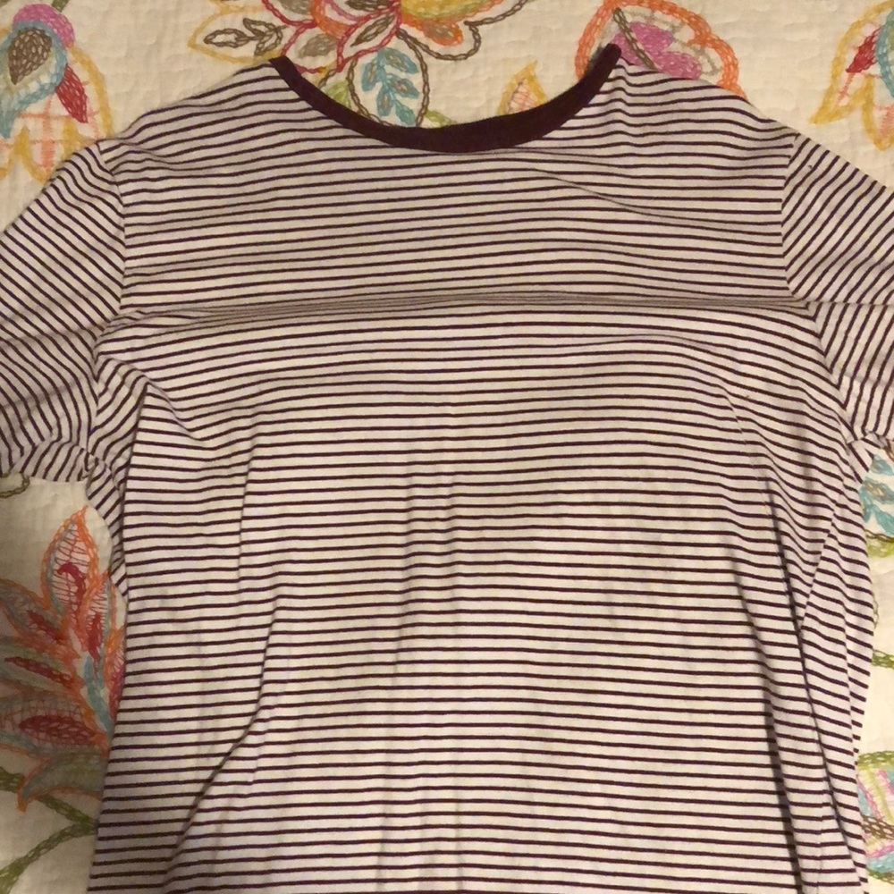 Large, red stripes, pacsun basics t-shirt